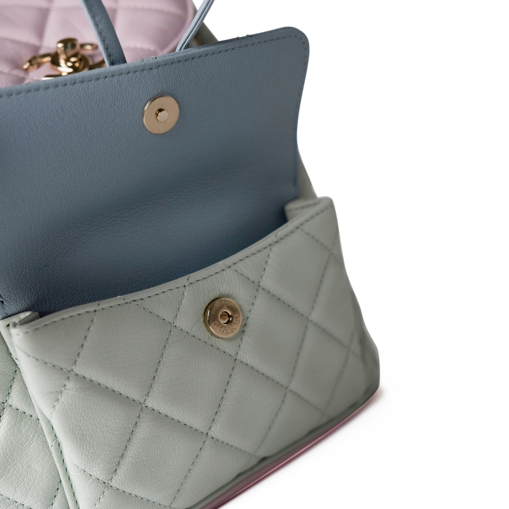 20C Duma Goatskin Quilted Drawstring Backpack Green Blue Pink