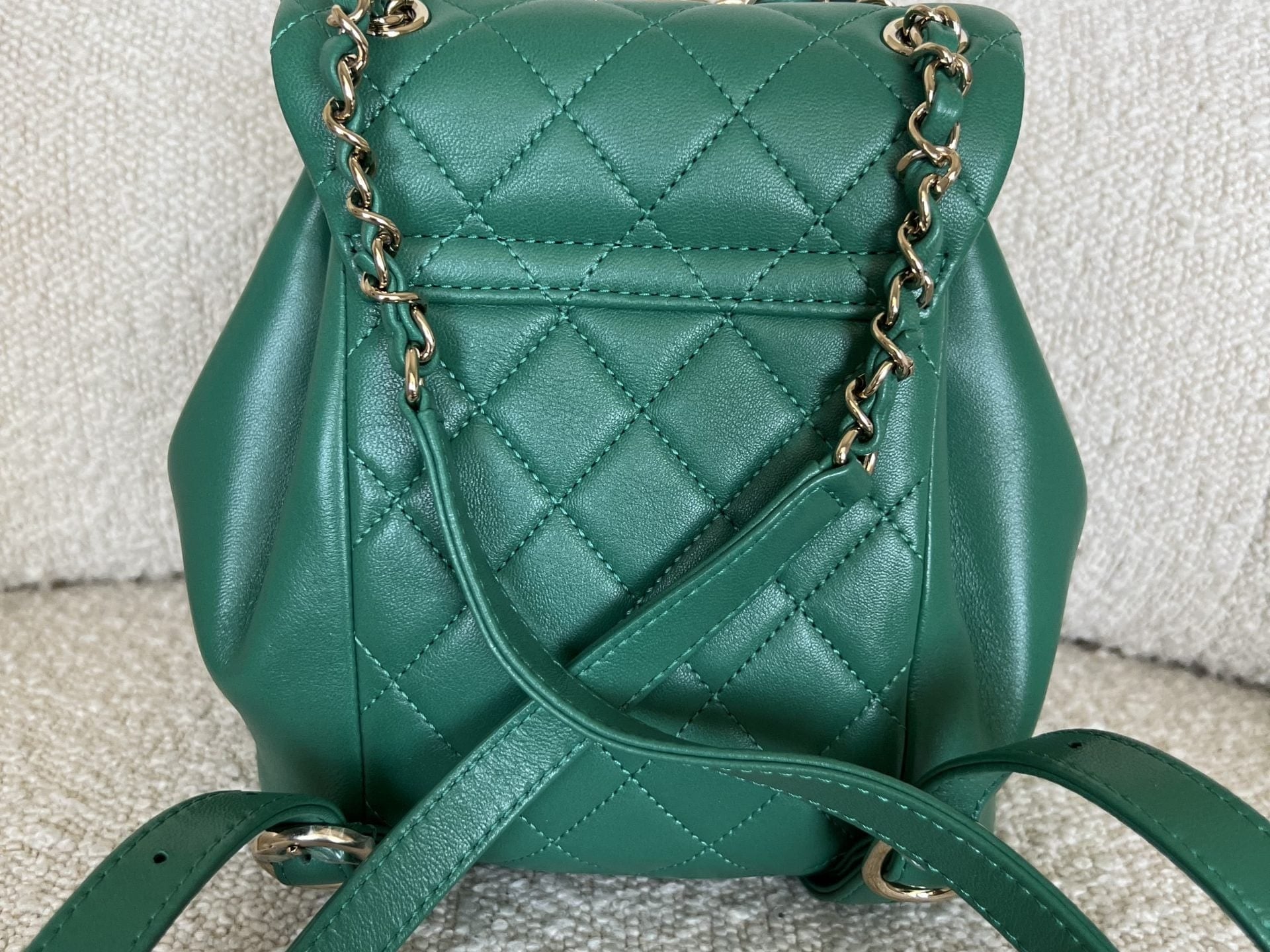 CHANEL Backpack 22A Green Leather Duma Backpack Small LGHW - Redeluxe