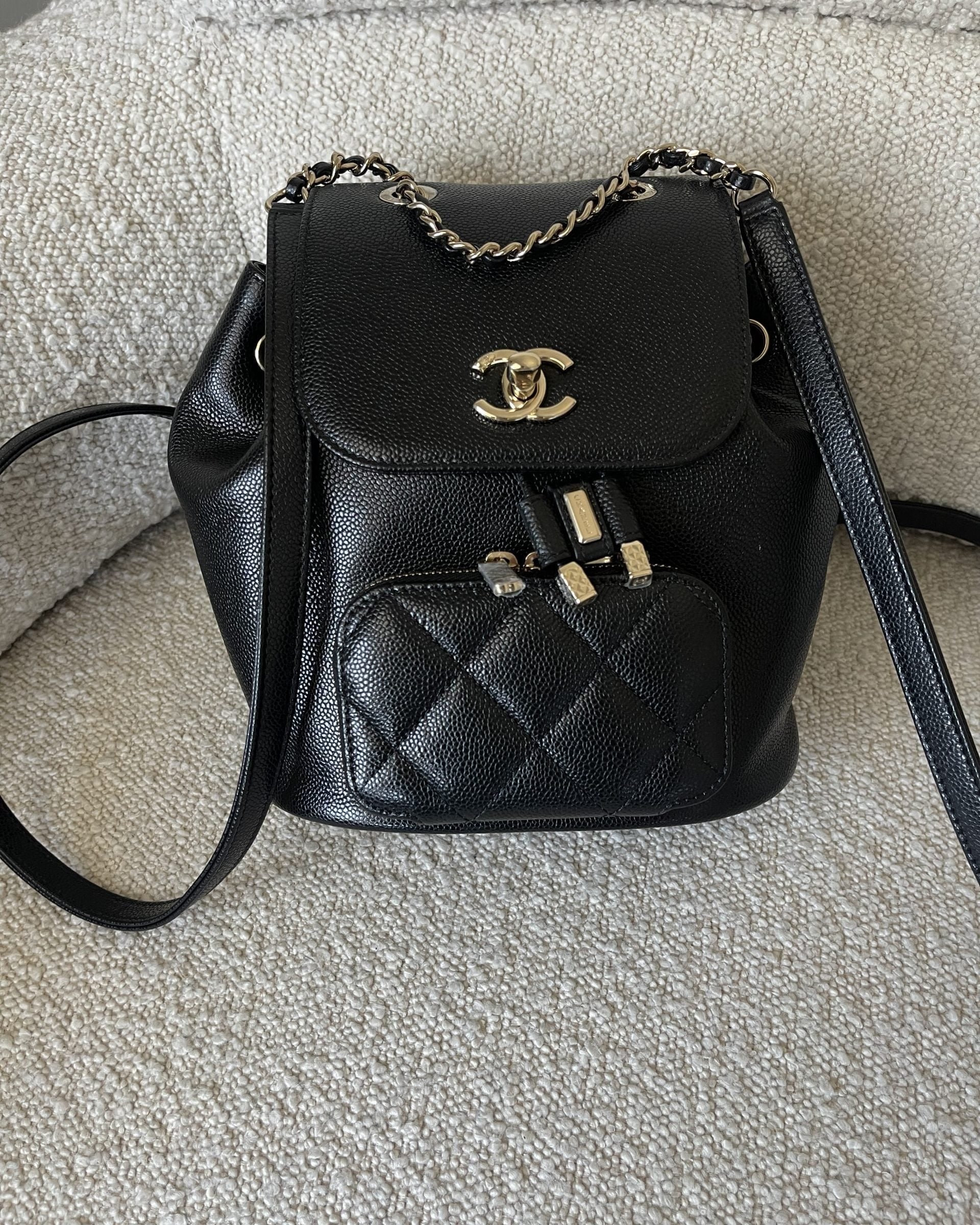 chanel black caviar leather backpack 22B Black Caviar Backpack Small (Updated Size) LGHW