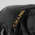 CHANEL Backpack 22S Black Calfskin 22 Backpack Aged Gold Hardware - Redeluxe