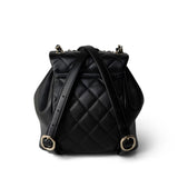 CHANEL Backpack Black 24P Duma Backpack Small Black Light Gold Hardware - Redeluxe
