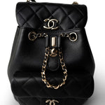CHANEL Backpack Black 24P Duma Backpack Small Black Light Gold Hardware - Redeluxe