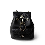 CHANEL Backpack Black 24P Duma Backpack Small Black Light Gold Hardware - Redeluxe
