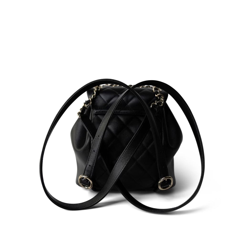CHANEL Backpack Black 24P Duma Backpack Small Black Light Gold Hardware - Redeluxe