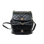 CHANEL Backpack Duma Backpack Large Black Lambskin Quilted - Redeluxe