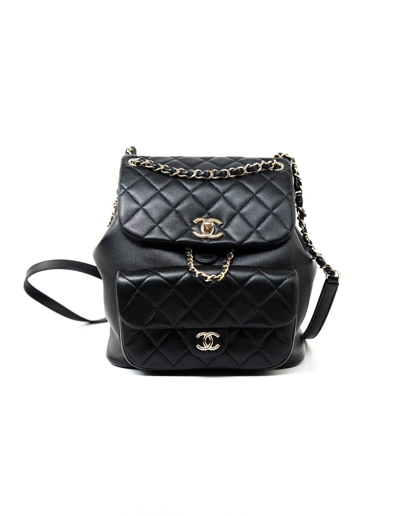authentic chanel black quilted leather large backpack Duma Backpack Large Black Lambskin Quilted