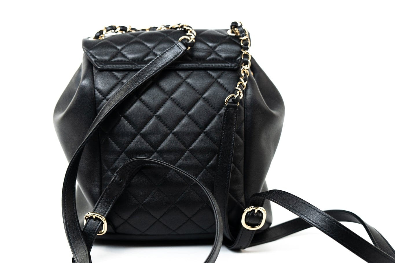 CHANEL Backpack Duma Backpack Large Black Lambskin Quilted - Redeluxe