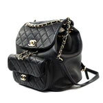 CHANEL Backpack Duma Backpack Large Black Lambskin Quilted - Redeluxe
