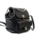 CHANEL Backpack Duma Backpack Large Black Lambskin Quilted - Redeluxe