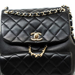 CHANEL Backpack Duma Backpack Large Black Lambskin Quilted - Redeluxe