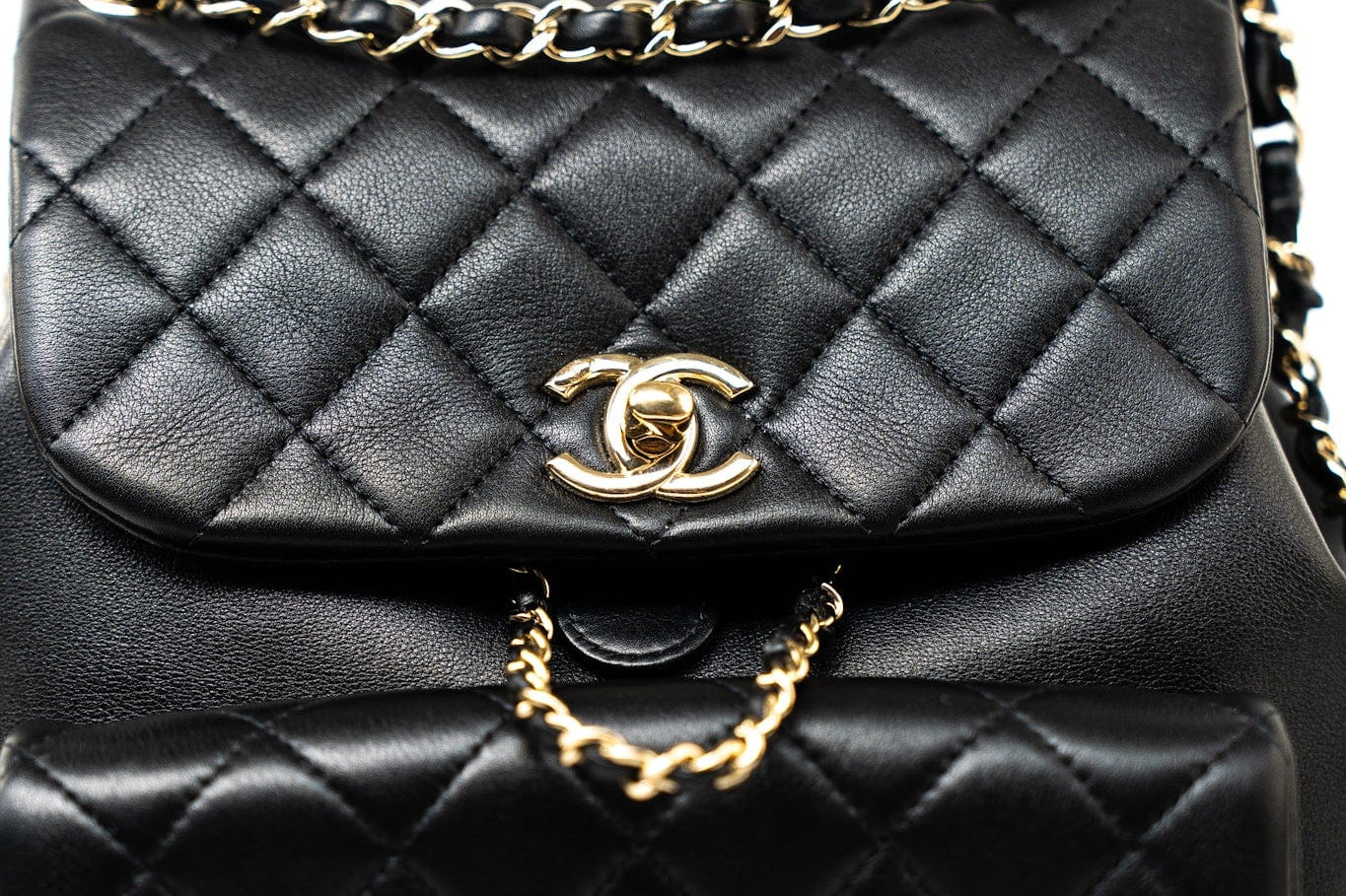 CHANEL Backpack Duma Backpack Large Black Lambskin Quilted - Redeluxe