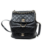 CHANEL Backpack Duma Backpack Large Black Lambskin Quilted - Redeluxe