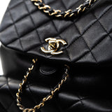 CHANEL Backpack Duma Backpack Large Black Lambskin Quilted - Redeluxe