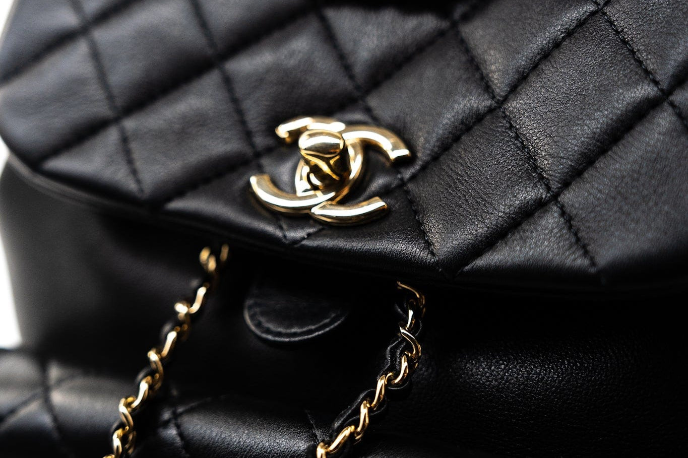 CHANEL Backpack Duma Backpack Large Black Lambskin Quilted - Redeluxe