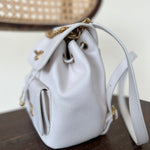 CHANEL Backpack White Caviar Quilted BackPack w/ Aged Gold Hardware - Redeluxe