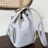 CHANEL Backpack White Caviar Quilted BackPack w/ Aged Gold Hardware - Redeluxe