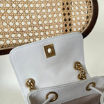CHANEL Backpack White Caviar Quilted BackPack w/ Aged Gold Hardware - Redeluxe