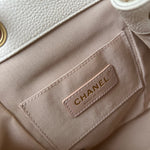 CHANEL Backpack White Caviar Quilted BackPack w/ Aged Gold Hardware - Redeluxe