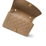 CHANEL Beige Diana Flap Beige Lambskin Quilted Medium Gold Hardware - Redeluxe