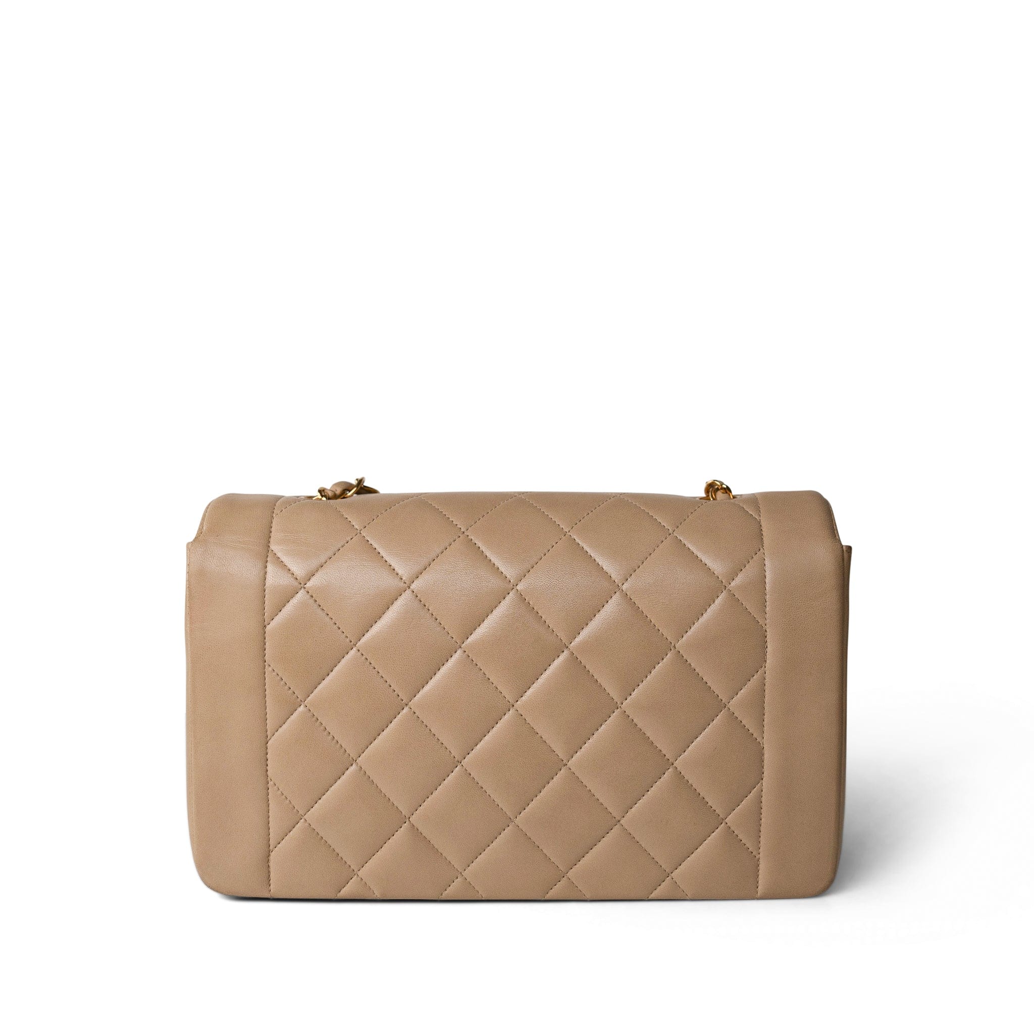 CHANEL Beige Diana Flap Beige Lambskin Quilted Medium Gold Hardware - Redeluxe