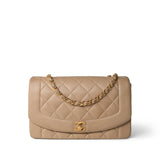 CHANEL Beige Diana Flap Beige Lambskin Quilted Medium Gold Hardware - Redeluxe