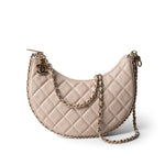CHANEL Beige Light Beige Small Lambskin Quilted Hobo Bag - Redeluxe