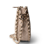 CHANEL Beige Light Beige Small Lambskin Quilted Hobo Bag - Redeluxe