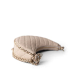CHANEL Beige Light Beige Small Lambskin Quilted Hobo Bag - Redeluxe