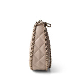 CHANEL Beige Light Beige Small Lambskin Quilted Hobo Bag - Redeluxe