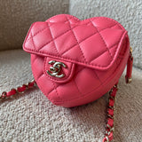 CHANEL Belt Bag 22S CC In Love Heart Zipped Pink Lambskin Quilted Belt Bag LGHW - Redeluxe