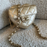 CHANEL Belt Bag 22S CC In Love Metallic Gold Lambskin Heart Zipped Belt Bag LGHW - Redeluxe
