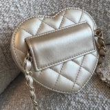 CHANEL Belt Bag 22S CC In Love Metallic Gold Lambskin Heart Zipped Belt Bag LGHW - Redeluxe