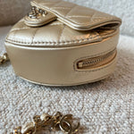 CHANEL Belt Bag 22S CC In Love Metallic Gold Lambskin Heart Zipped Belt Bag LGHW - Redeluxe