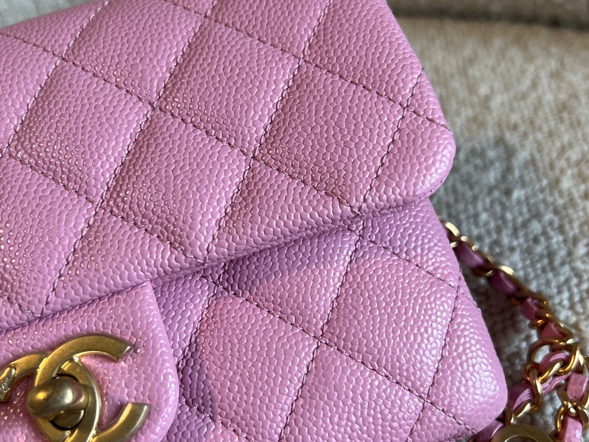 CHANEL Belt Bag 22S Dark Pink Caviar Quilted Belt Bag AGHW - Redeluxe