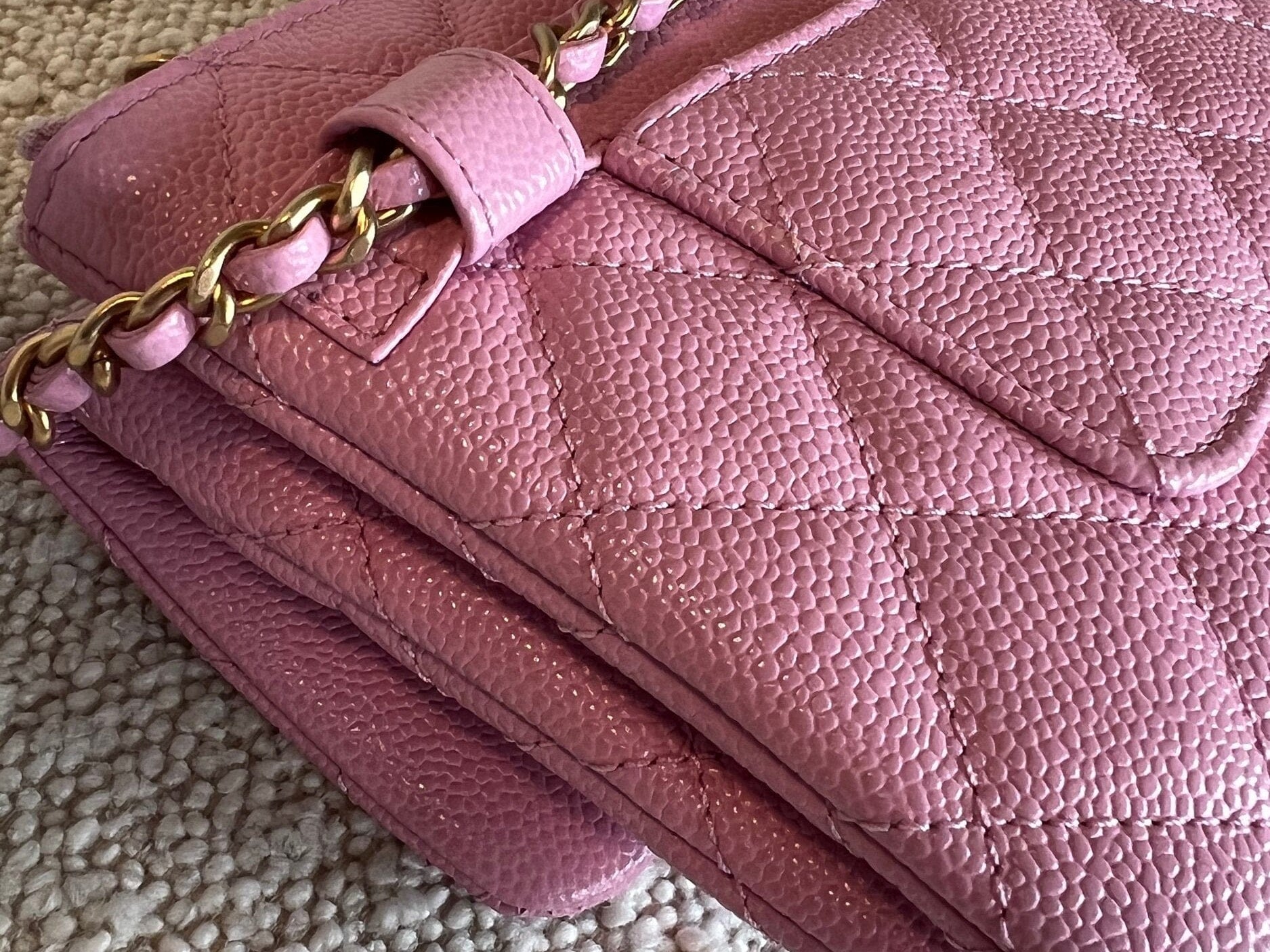 CHANEL Belt Bag 22S Dark Pink Caviar Quilted Belt Bag AGHW - Redeluxe