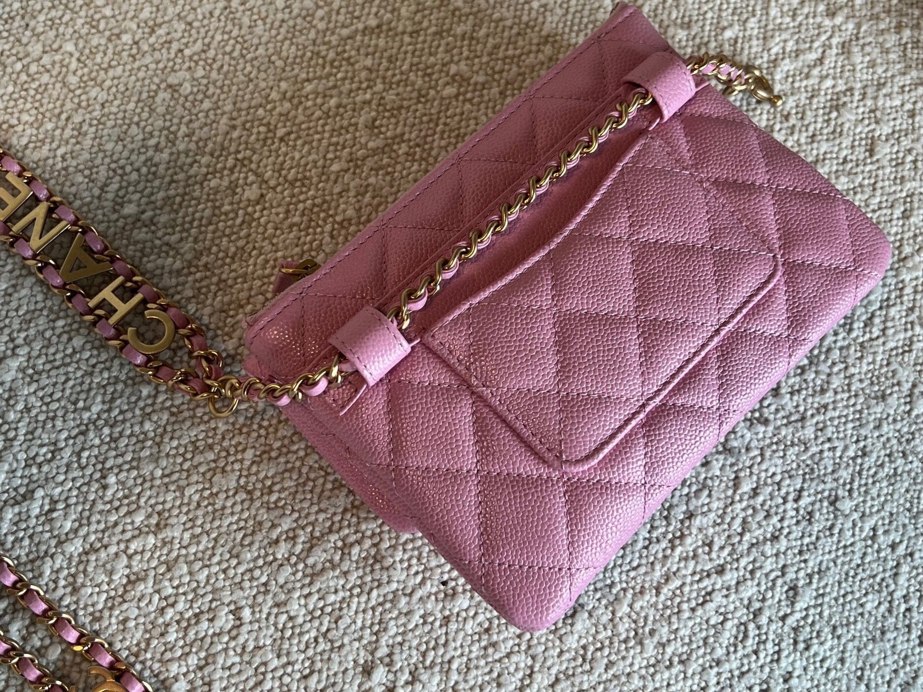 CHANEL Belt Bag 22S Dark Pink Caviar Quilted Belt Bag AGHW - Redeluxe
