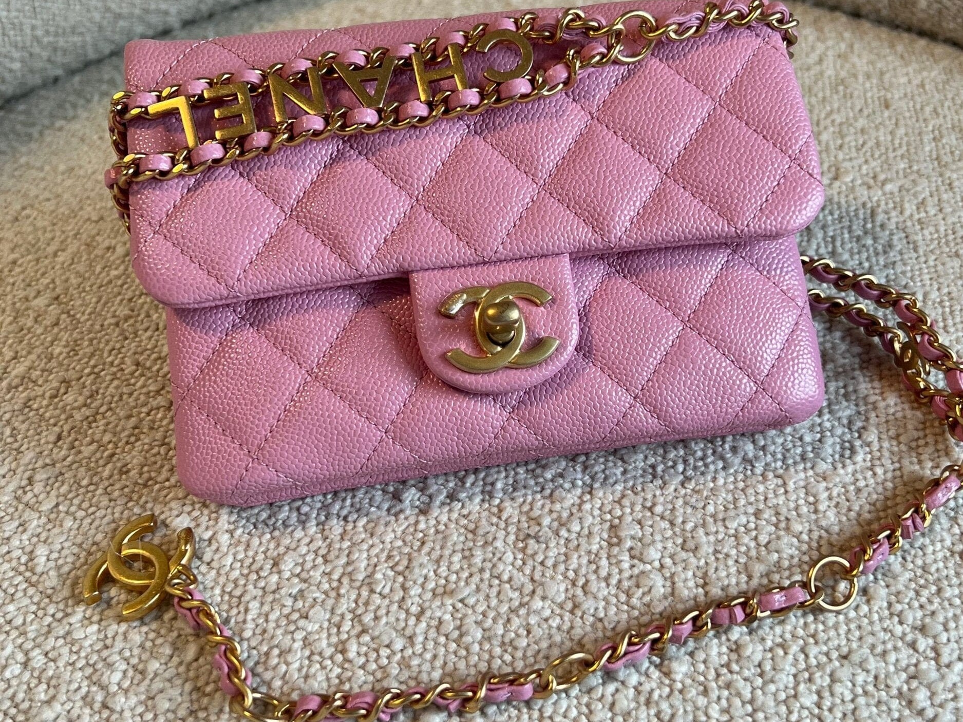CHANEL Belt Bag 22S Dark Pink Caviar Quilted Belt Bag AGHW - Redeluxe
