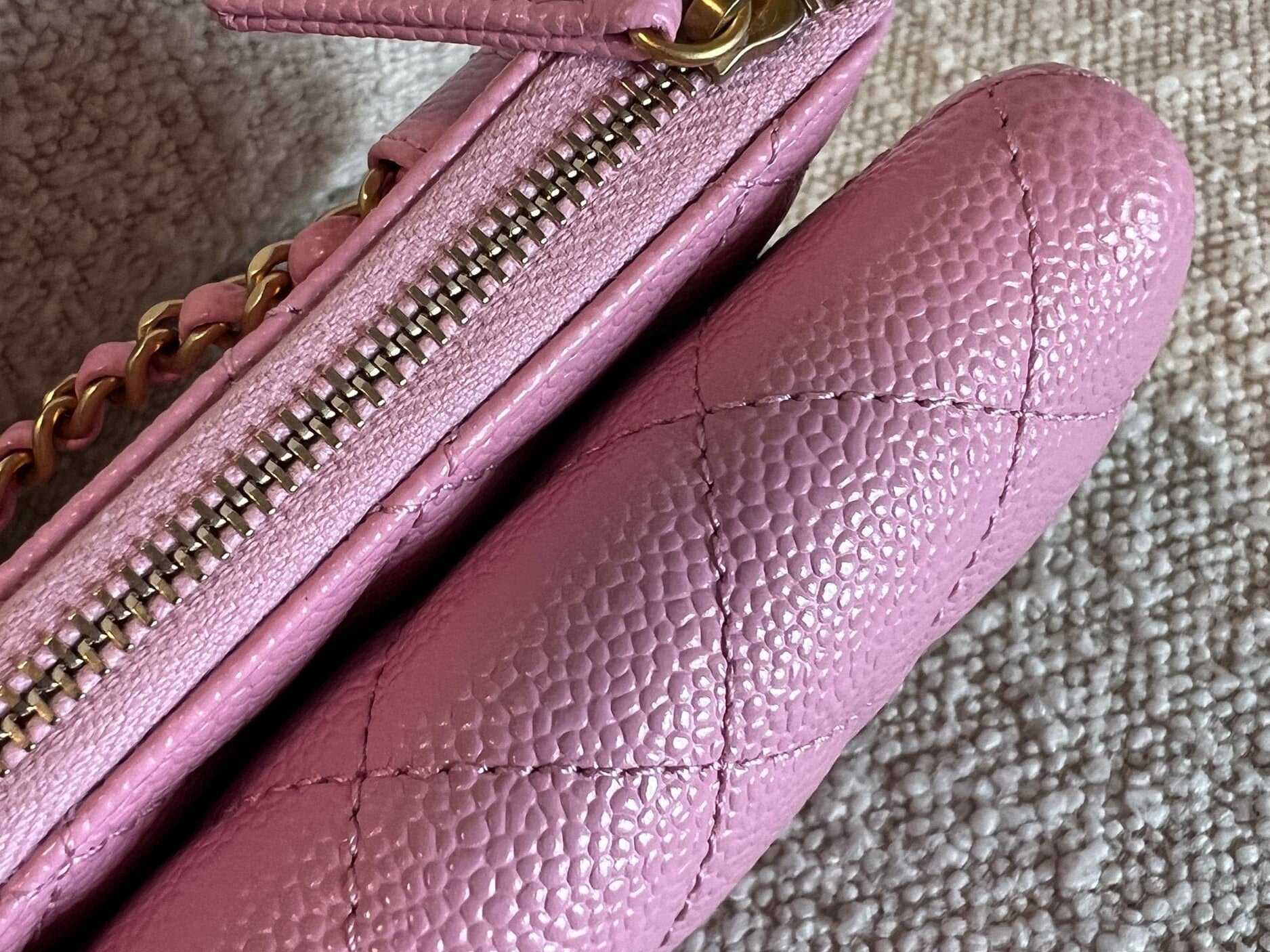 CHANEL Belt Bag 22S Dark Pink Caviar Quilted Belt Bag AGHW - Redeluxe