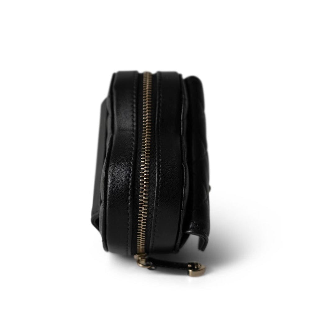 CHANEL Belt Bag Black 22S CC In Love Heart Zipped Black Lambskin Quilted Belt Bag LGHW - Redeluxe