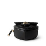 CHANEL Belt Bag Black 22S CC In Love Heart Zipped Black Lambskin Quilted Belt Bag LGHW - Redeluxe