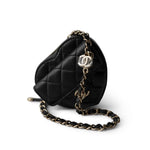 CHANEL Belt Bag Black 22S CC In Love Heart Zipped Black Lambskin Quilted Belt Bag LGHW - Redeluxe