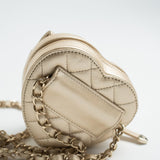 CHANEL Belt Bag Gold 22S CC In Love Metallic Gold Lambskin Heart Zipped Belt Bag LGHW - Redeluxe