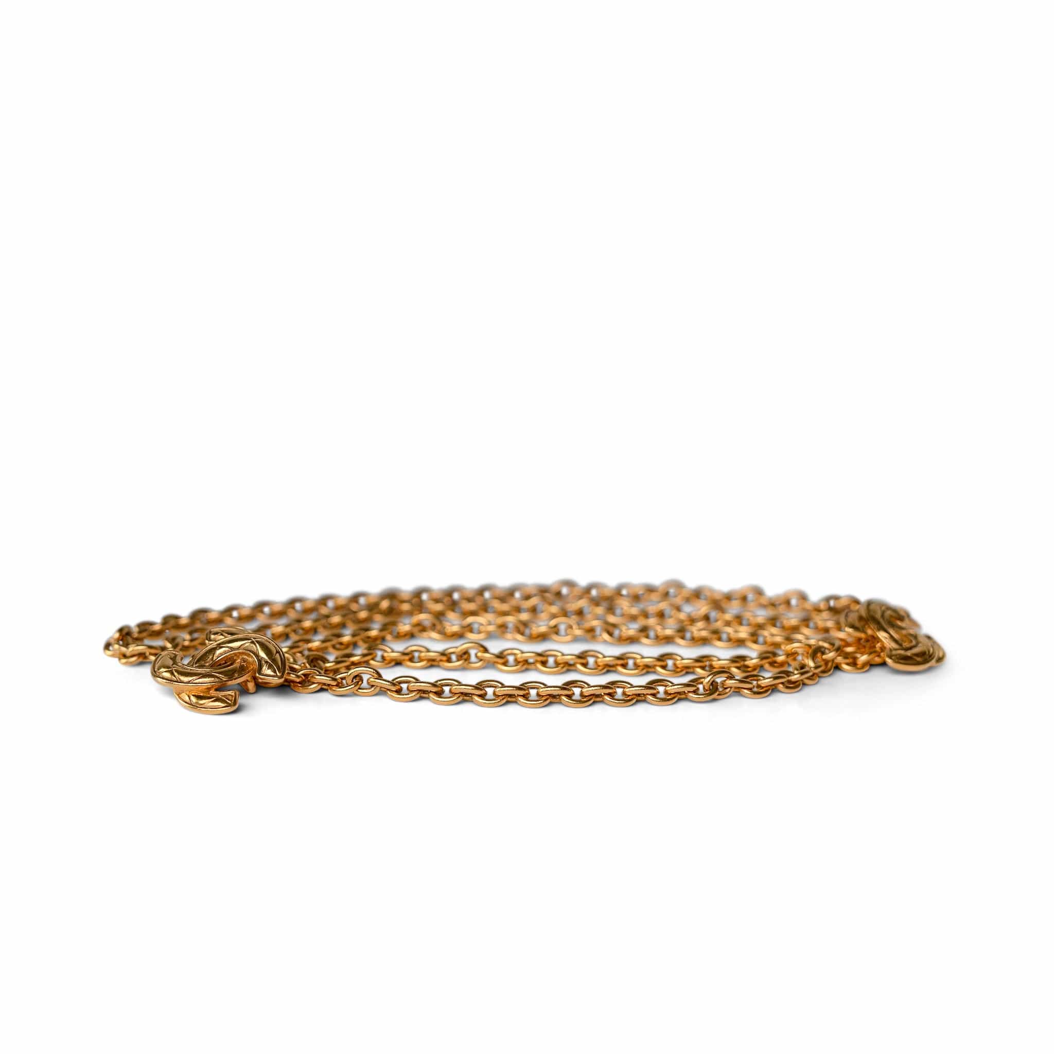CHANEL Belt Gold Gold Quilted Double CC Belt - Redeluxe