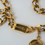 CHANEL Belt Gold Vintage White / Gold Coco Mark Chain Belt - Redeluxe