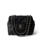CHANEL Black 12C Black Caviar Quilted Mini Dual Zipper Case Silver Hardware - Redeluxe