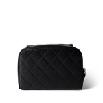 CHANEL Black 12C Black Caviar Quilted Mini Dual Zipper Case Silver Hardware - Redeluxe