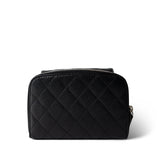 CHANEL Black 12C Black Caviar Quilted Mini Dual Zipper Case Silver Hardware - Redeluxe