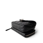 CHANEL Black 12C Black Caviar Quilted Mini Dual Zipper Case Silver Hardware - Redeluxe