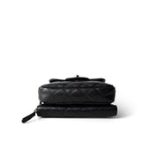 CHANEL Black 12C Black Caviar Quilted Mini Dual Zipper Case Silver Hardware - Redeluxe