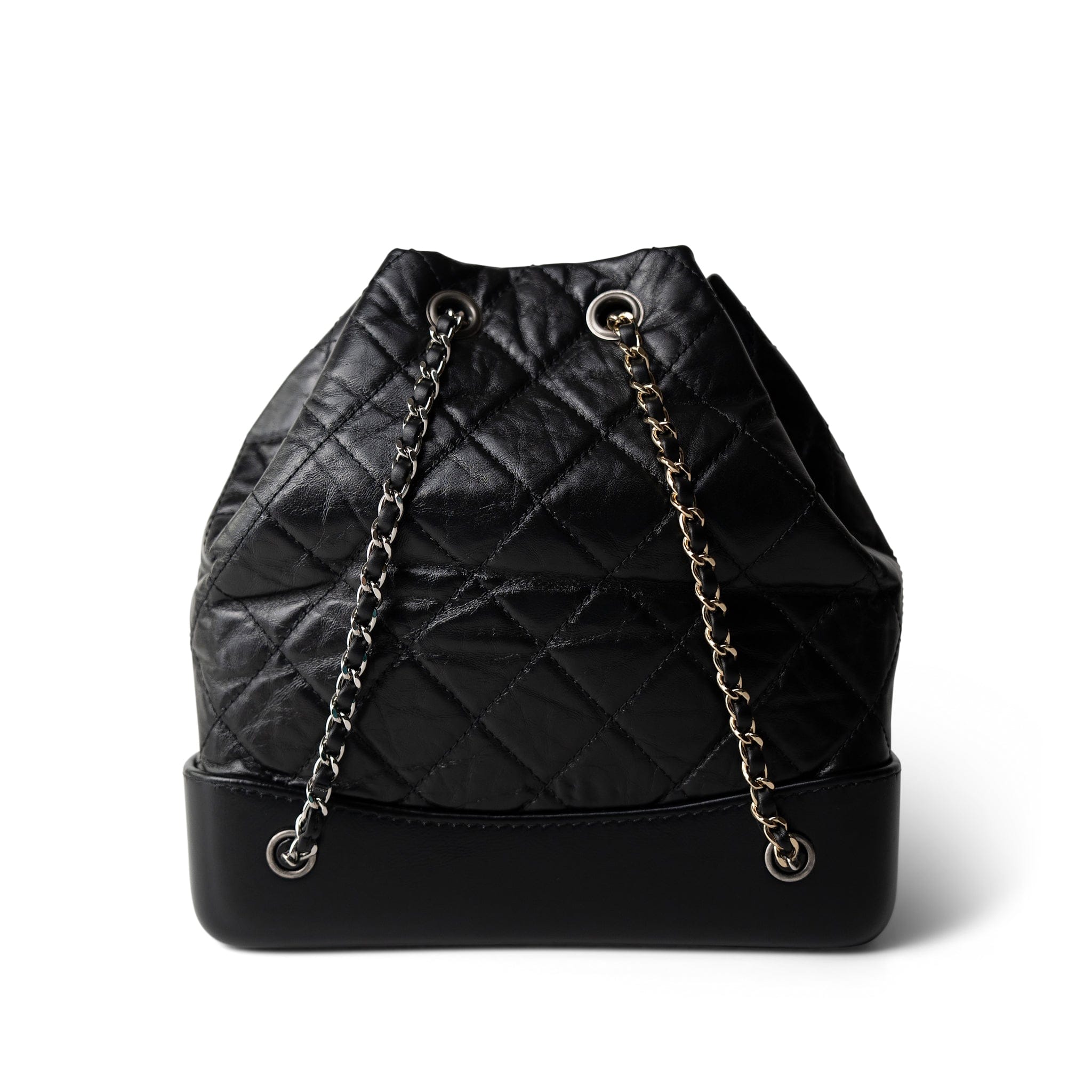 CHANEL Black 19C Black Aged Calfskin Quilted Gabrielle Backpack - Redeluxe